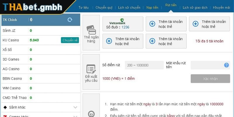 Nạp Và Rút Tiền THABET 3 Lưu ý quan trọng khi giao dịch tại THABET cơ bản