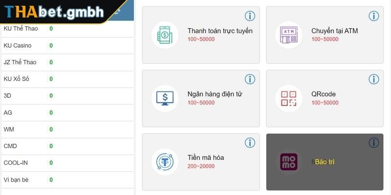 Nạp Và Rút Tiền THABET 1 Nạp và rút tiền THABET bằng chuyển khoản ngân hàng